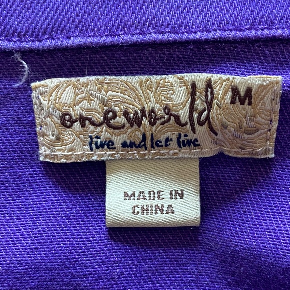 One World Purple Denim Jacket with Metal Studded Detail, Size M - Picture 12 of 12
